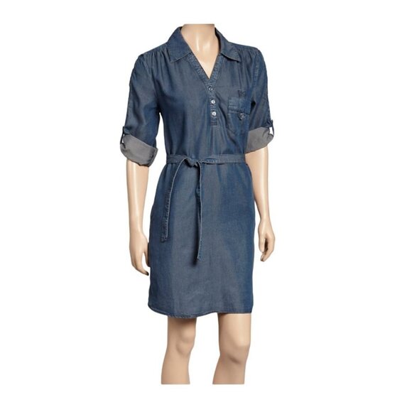 ❤️❤️❤️VELVET HEART Size M Women Denim Chambray Tencel Button Down Shirt Dress - Picture 1 of 8